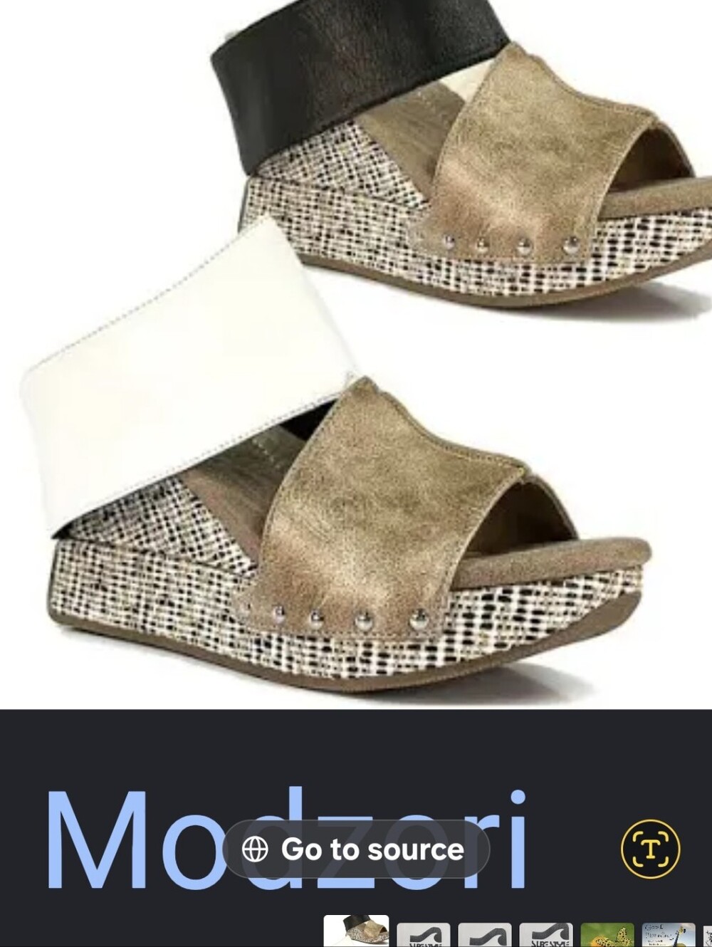 Modzori Leather Outside Suade Cushion Inside Wedge Sandals Black, White, Bronze